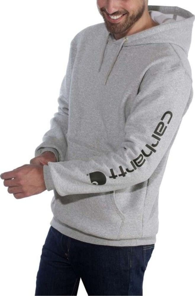 Carhartt M's Sleeve Logo Hooded Sweatshirt Heather Grey/Black, view: 2