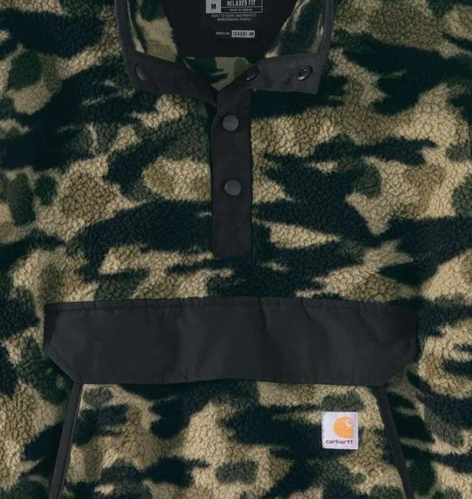 Carhartt M's Relaxed Fit Pile Fleece Pullover Black Blind Duck Camo, view: 1