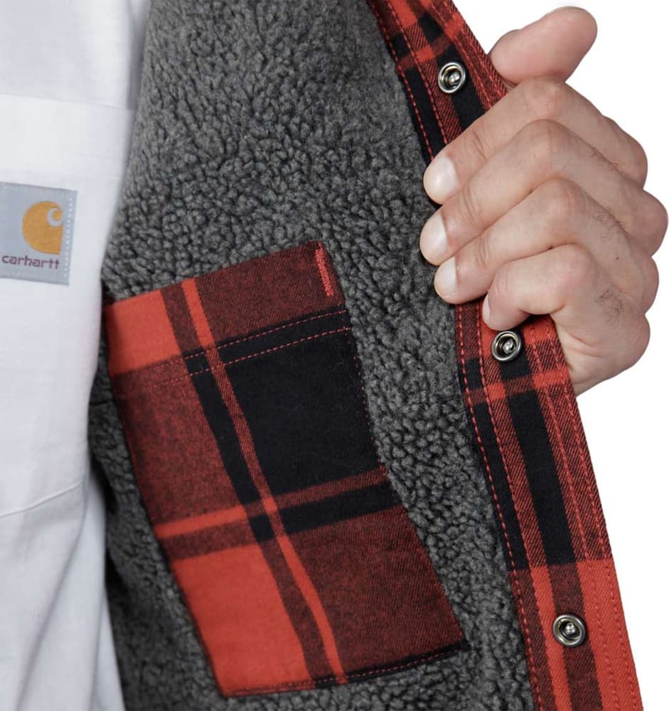Carhartt M's Flannel Sherpa Lined Shirt Jacket Red Ochre, view: 3