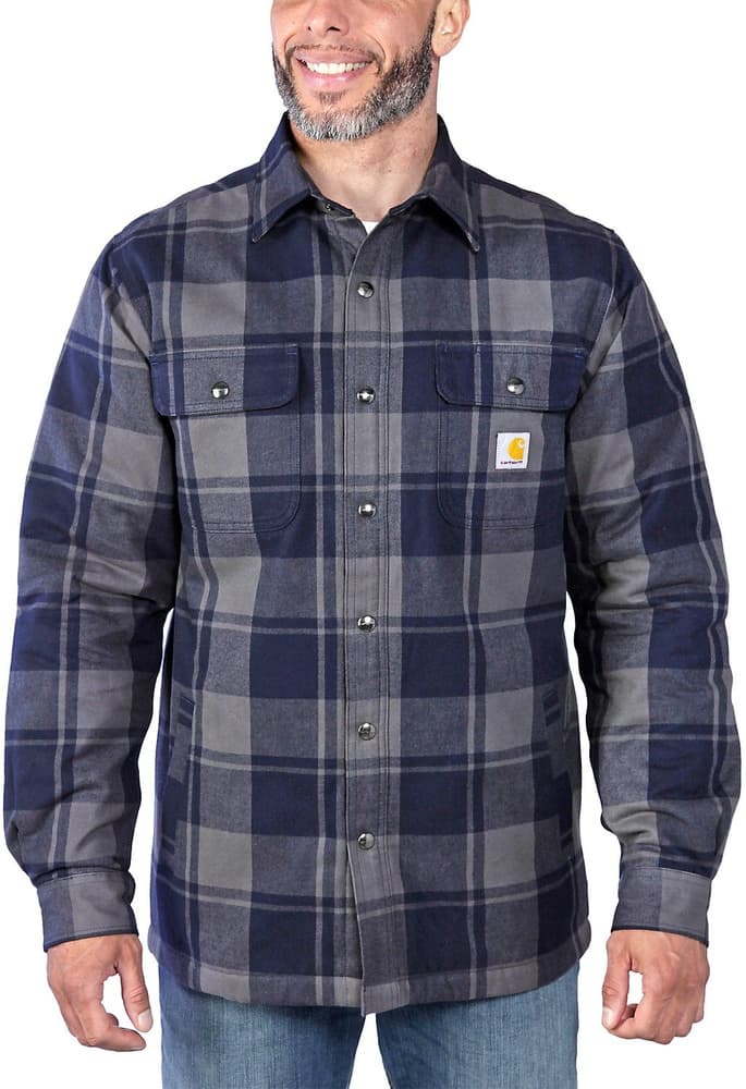 Carhartt M's Flannel Sherpa Lined Shirt Jacket Navy, view: 3
