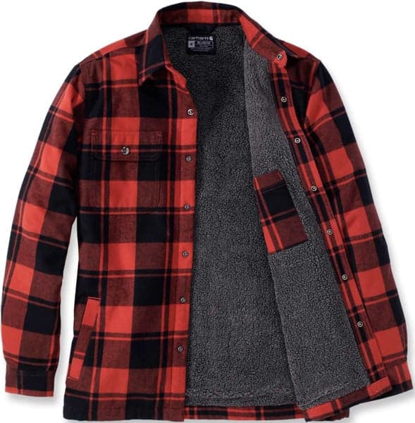 Carhartt M's Flannel Sherpa Lined Shirt Jacket Red Ochre, view: 1
