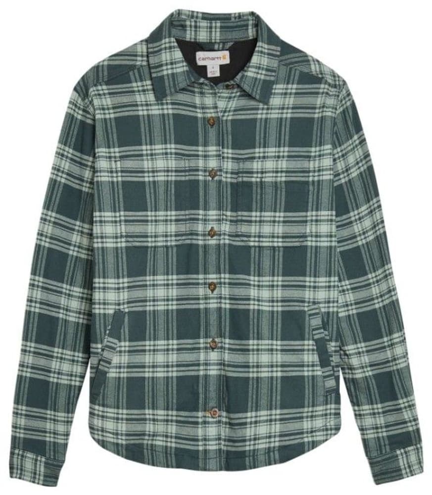 Carhartt W's Hamilton Plaid Flannel Shirt Jacket Fog Green, view: 0