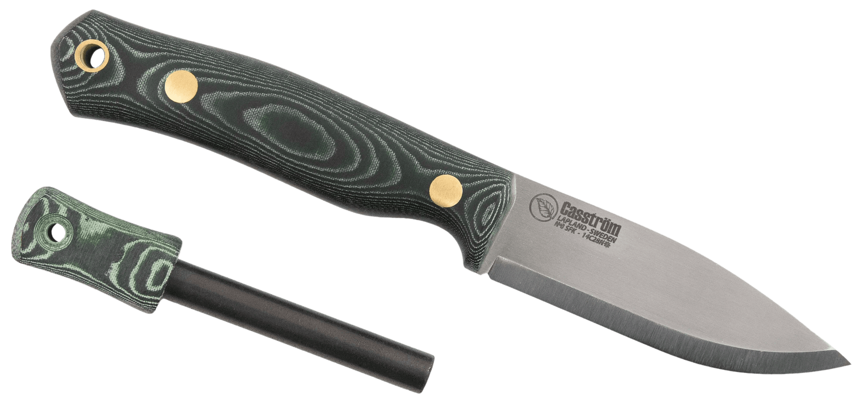 No.8 SFK Grön Micarta med Tändstål, view: 0