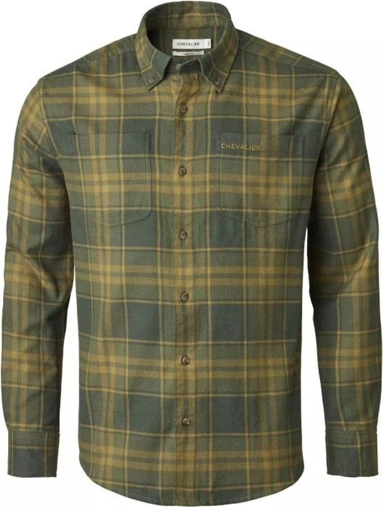Ash Flannel Shirt Men Dark Green Checked, view: 0