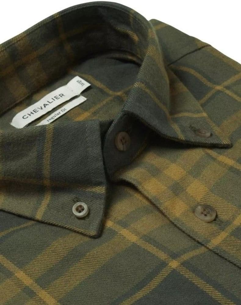 Ash Flannel Shirt Men Dark Green Checked, view: 3