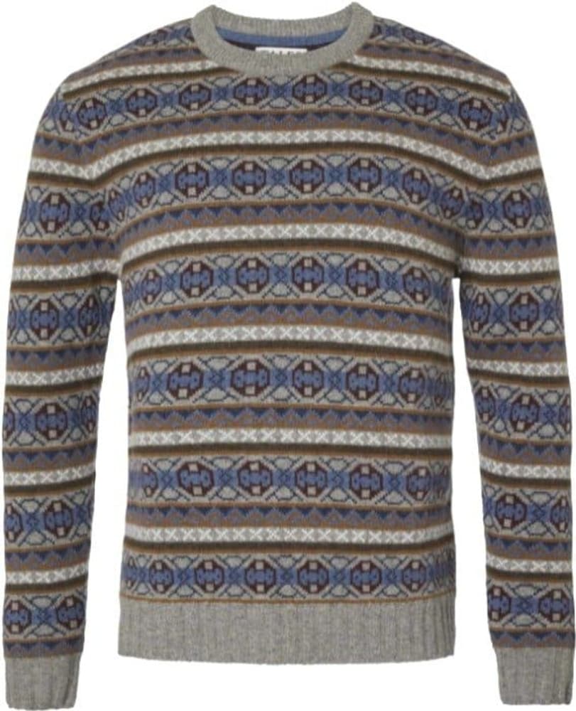 Moss Wool Sweater Men Stone Grey Jaquard, view: 0