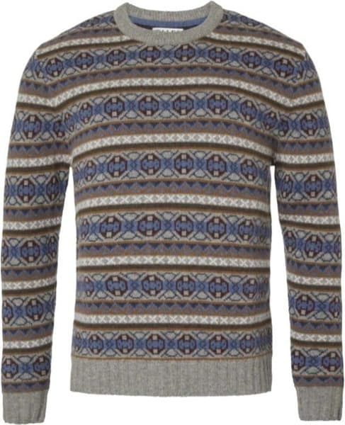 Moss Wool Sweater Men Stone Grey Jaquard, view: 0