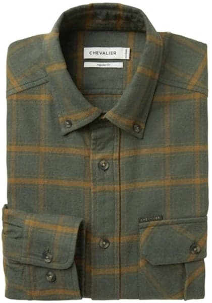 Hawk Flannel Shirt Men Leaf Green, view: 1