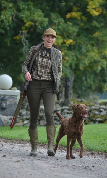 W's Teal Light Flannel Shirt Olive Green Checked, view: 3