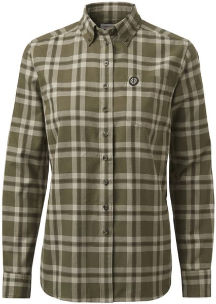 W's Teal Light Flannel Shirt Olive Green Checked, view: 0