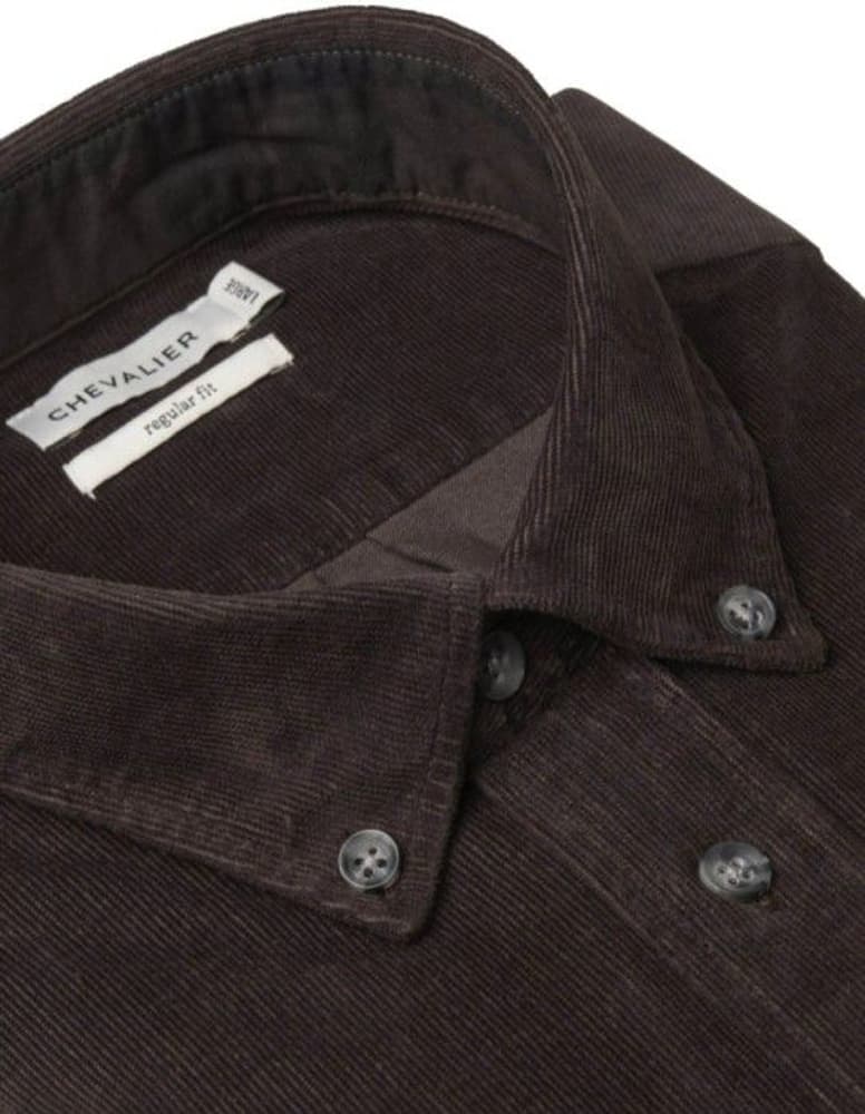 Overton Corduroy Shirt Men Leather Brown, view: 2