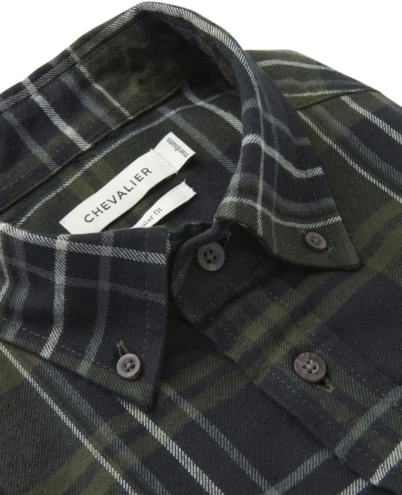 Heron Flannel Shirt Men October Green Checked, view: 3
