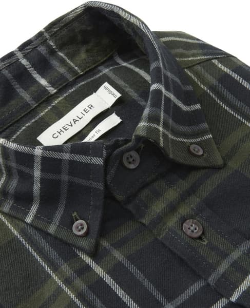 Heron Flannel Shirt Men October Green Checked, view: 3