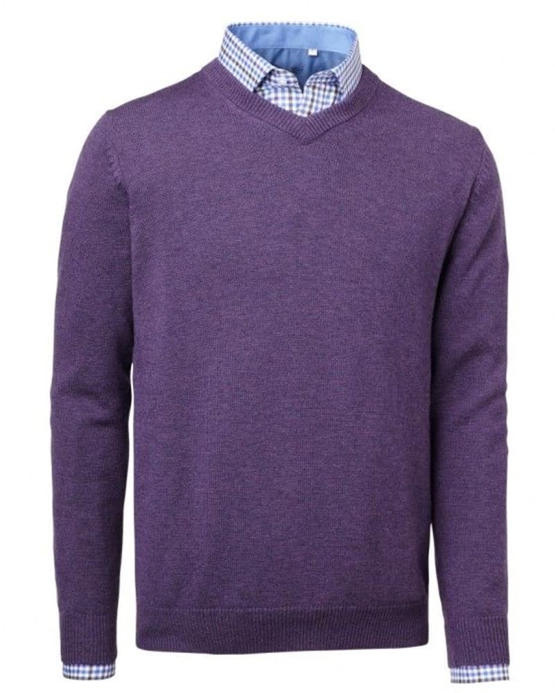 Gary Lambswool Pullover w Patches Purplu, view: 0