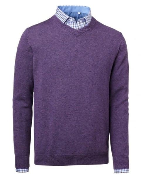 Gary Lambswool Pullover w Patches Purplu, view: 0