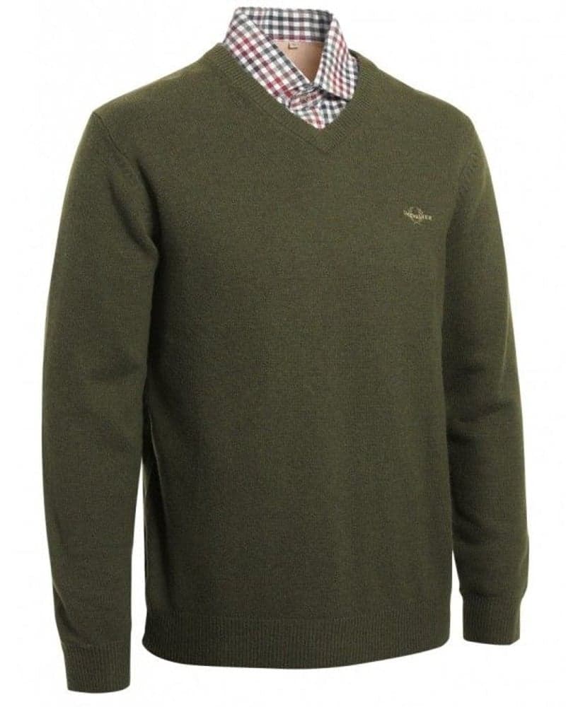 Gary Lambswool Pullover w Patches Green, view: 0