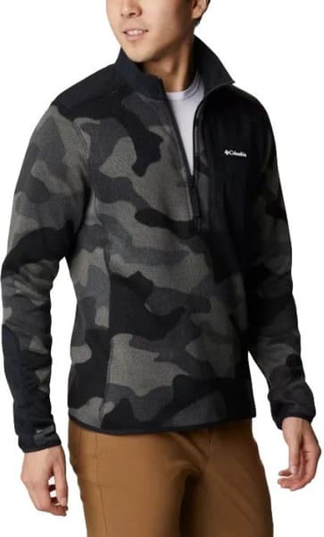 M's Sweater Weather Printed Half Zip Camo Black Mod, view: 3