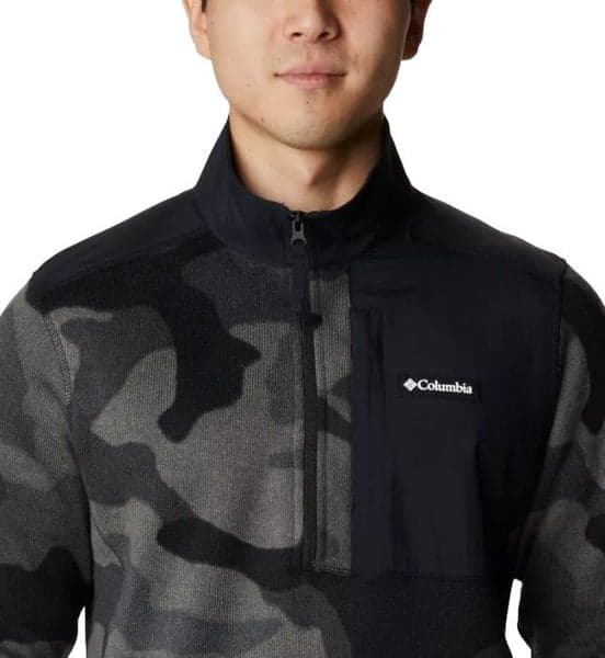 M's Sweater Weather Printed Half Zip Camo Black Mod, view: 4