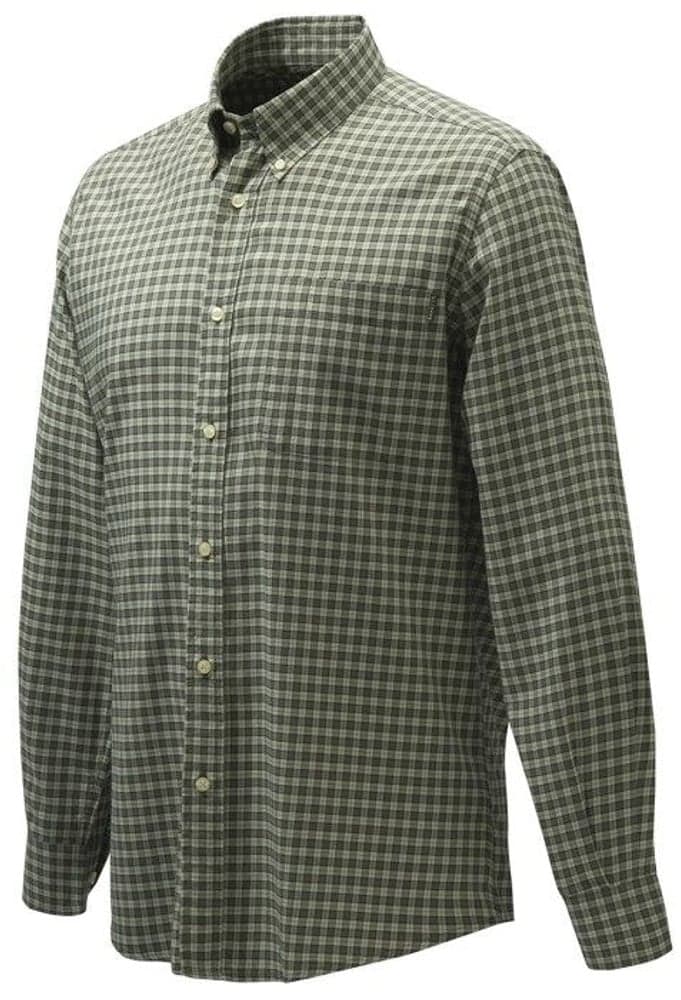 M's Wood Button Down Shirt White & Green Check, view: 0