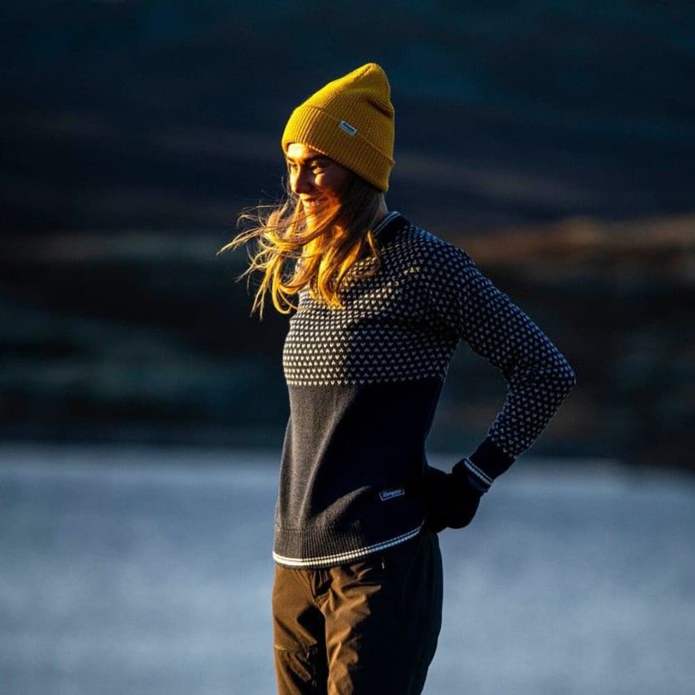 Bergans W's Alvdal Wool Jumper Navy Blue/Vanilla White, view: 1