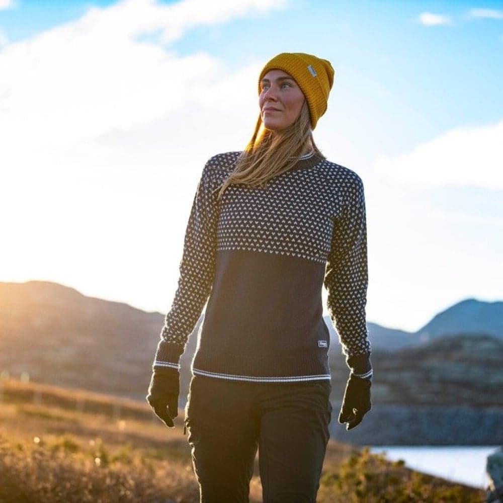 Bergans W's Alvdal Wool Jumper Navy Blue/Vanilla White, view: 2