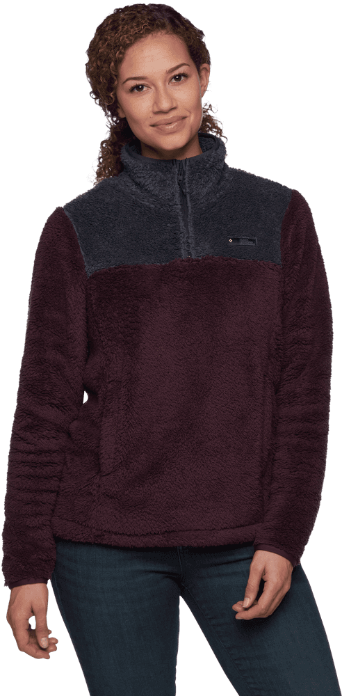W's Roadie Qtr Zip Fleece Bordeaux-Carbon, view: 1