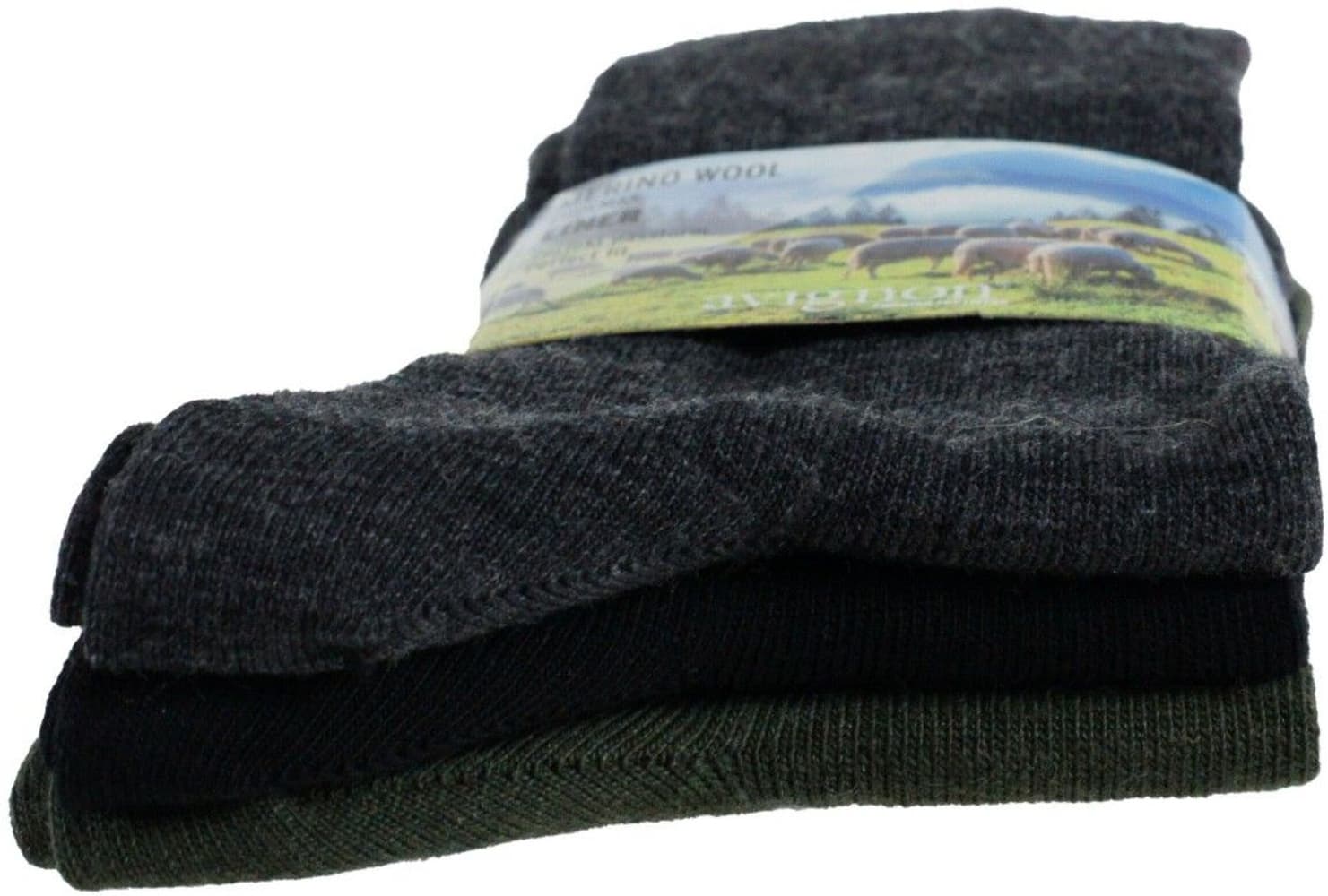 Liner Merinoull 3-pack Svart/Grå/Grön, view: 1