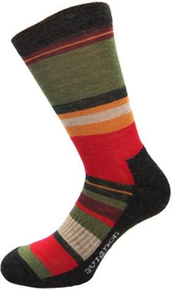 Lady Stripe Merinoullsstrumpa Röd, view: 0