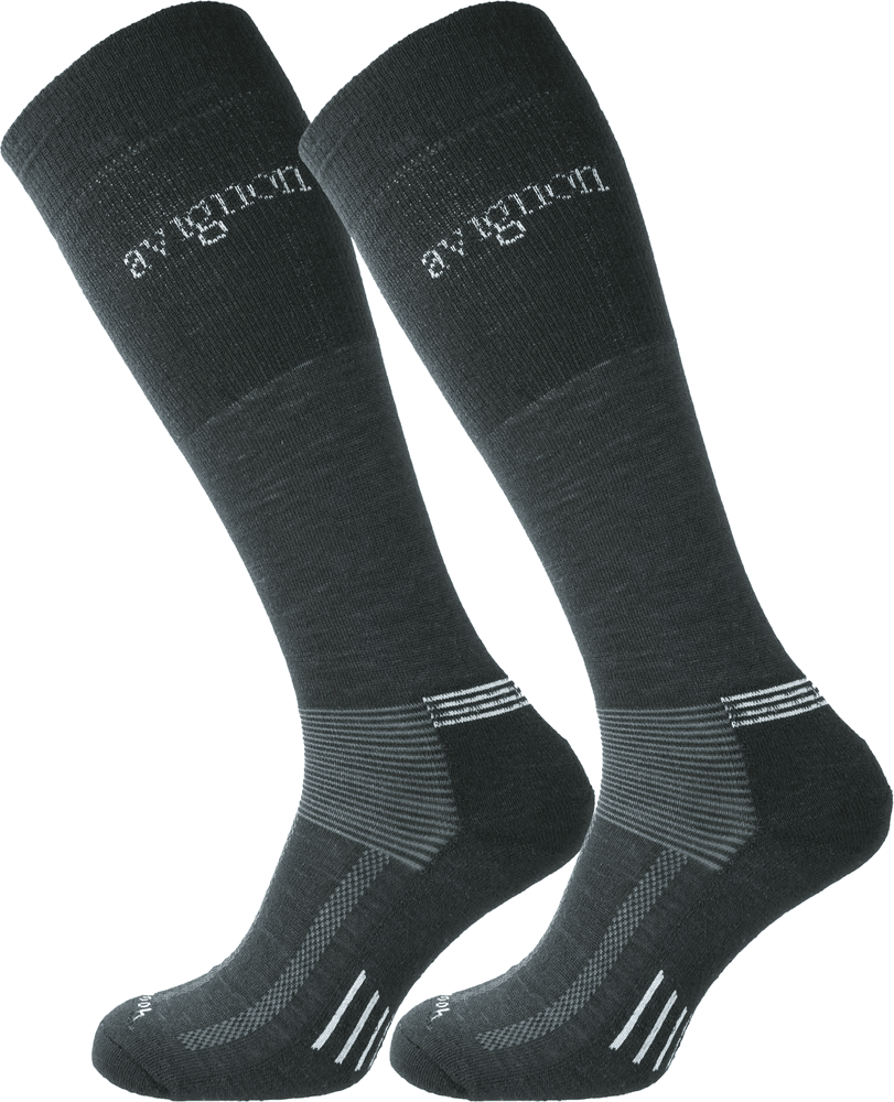 Terry Merinoull Knäsocka 2-pack Svart Svart/Grå/Grön, view: 0