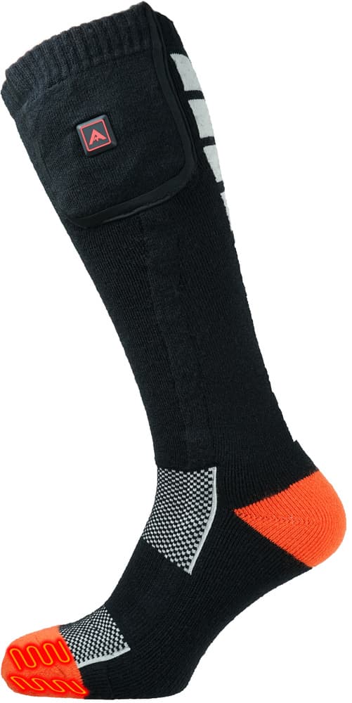 Värmestrumpa Surround Toe inkl Batteri Svart/Orange/Vit, view: 0