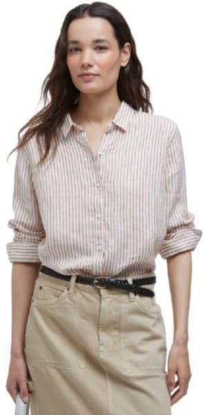 W's Marine Linen Shirt Bran Stripe, view: 1