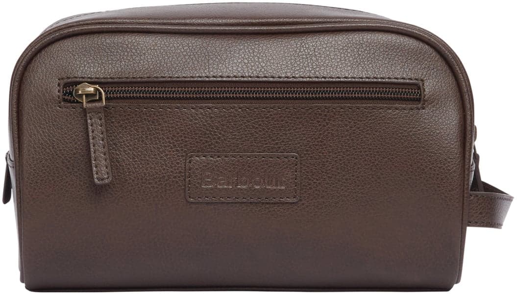 M's Leather Washbag Dark Brown, view: 0