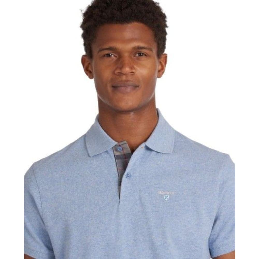 M's Tartan Pique Polo Shirt Sky Marl, view: 3