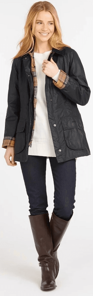 W's Beadnell Wax Jacket Navy, view: 6