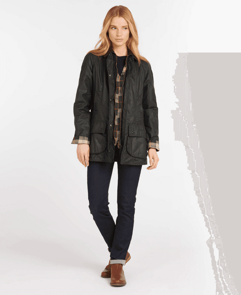 W's Beadnell Wax Jacket Sage, view: 4