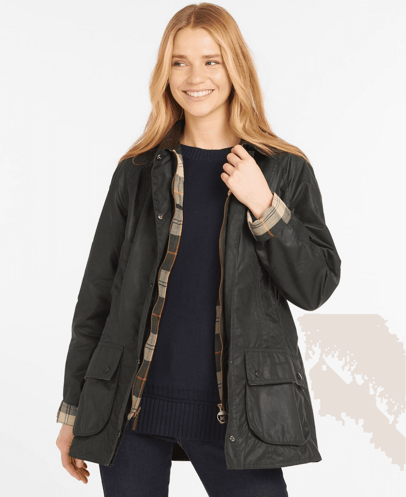 W's Beadnell Wax Jacket Sage, view: 3