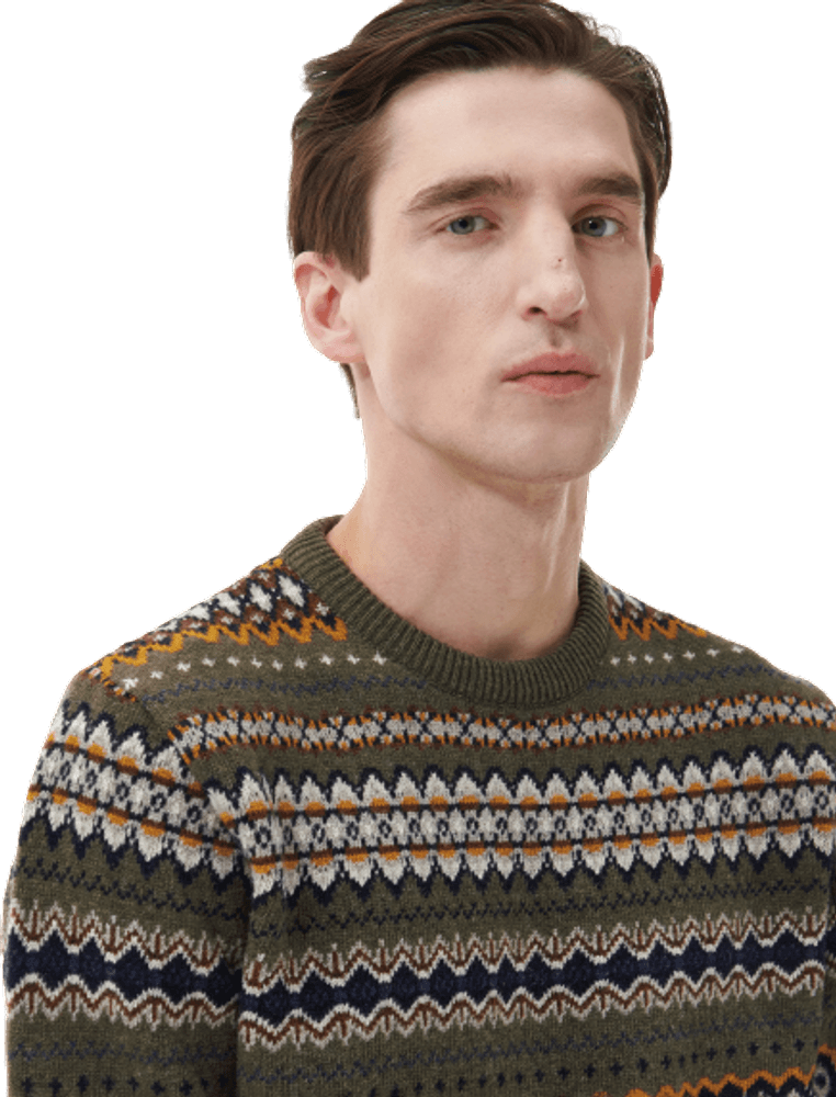 M's Case Fair Isle Crew Neck Willow Green, view: 1