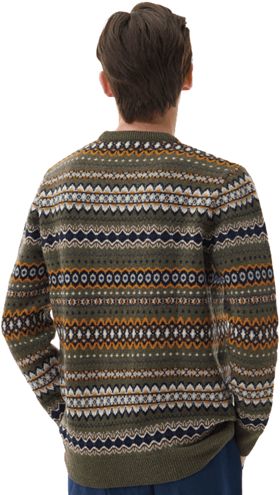 M's Case Fair Isle Crew Neck Willow Green, view: 3