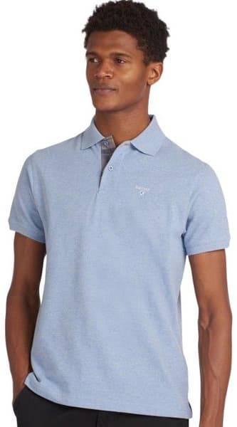 M's Tartan Pique Polo Shirt Sky Marl, view: 1
