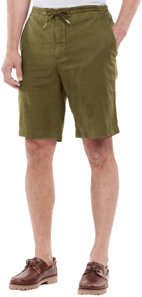 M's Linen Cotton Mix Shorts Military Green, view: 1