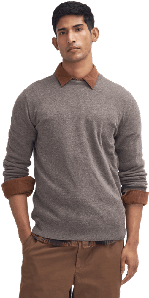 M's Essential Lambwool Crew Neck Dark Stone, view: 3