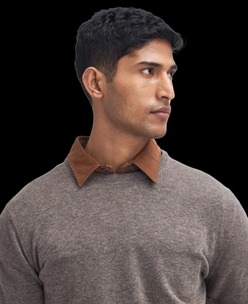 M's Essential Lambwool Crew Neck Dark Stone, view: 1