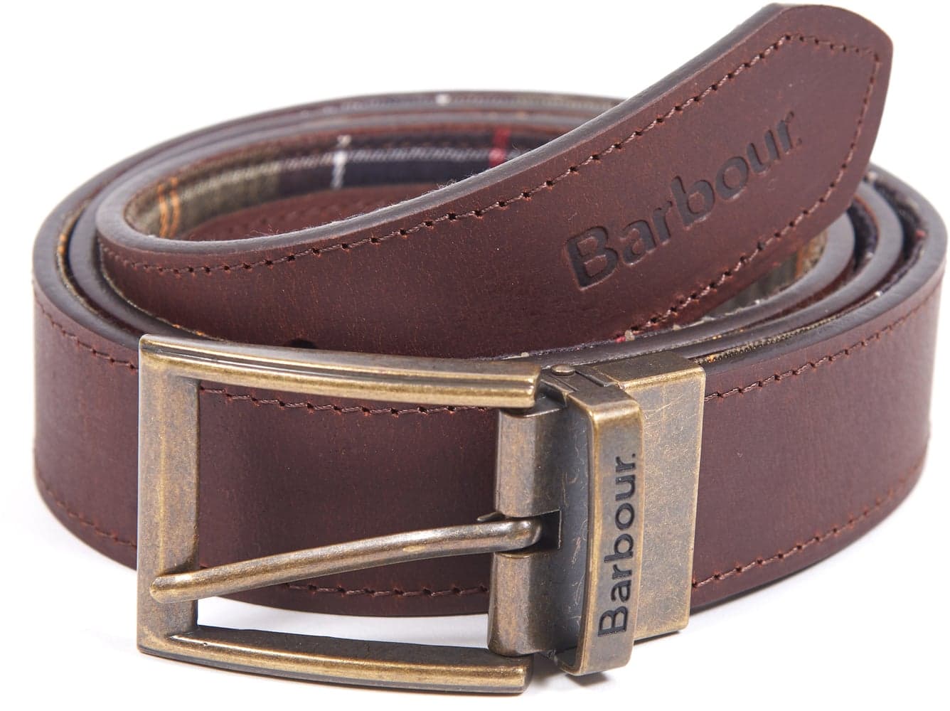 M's Reversible Tartan Leather Belt Classic Tartan/Brown, view: 0