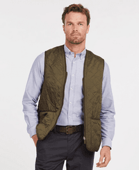 M's Polarquilt Waistcoat Zip In Liner Dark Olive Check - view: 5