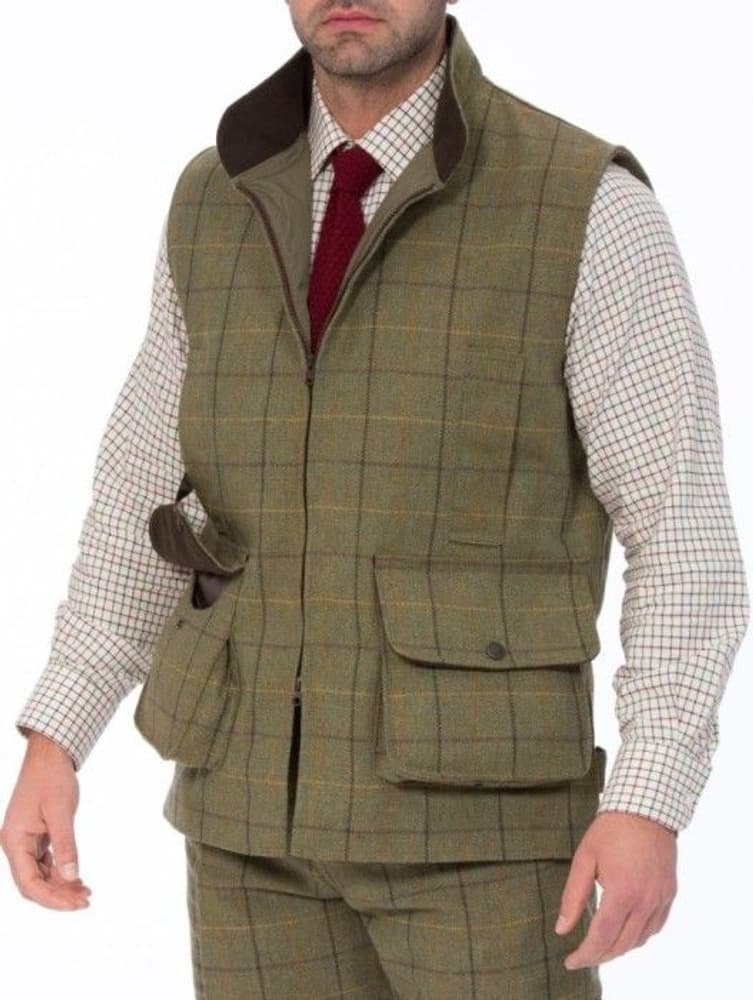 M's Rutland Tweed Waistcoat Dark Moss, view: 1