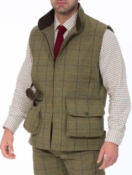 M's Rutland Tweed Waistcoat Dark Moss, view: 1
