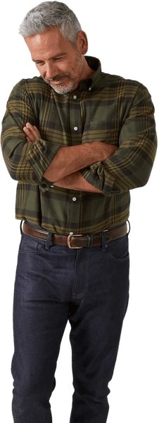 M's Ilkley Flannel Button Down Collar Shirt Olive Check, view: 1