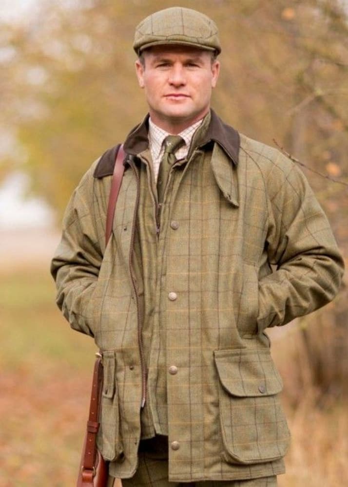 M's Rutland Waterproof Tweed Shooting Coat Dark Moss, view: 7