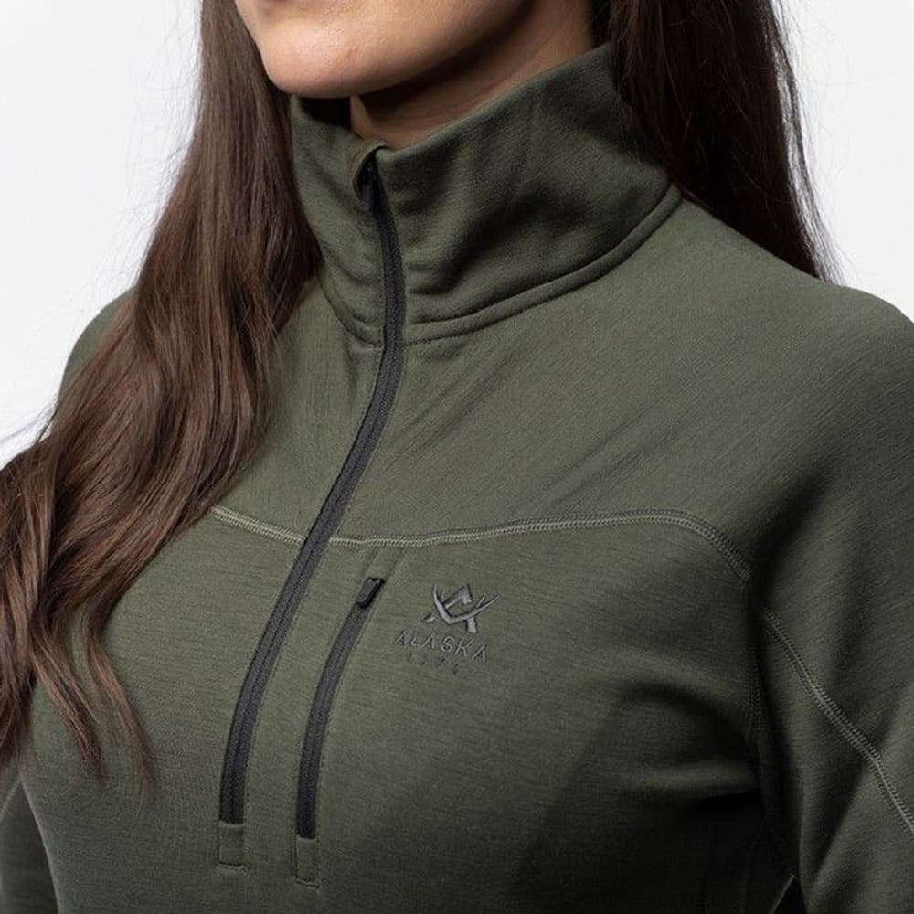 W's Merino Mid Layer Half-Zip Hunting Green, view: 3