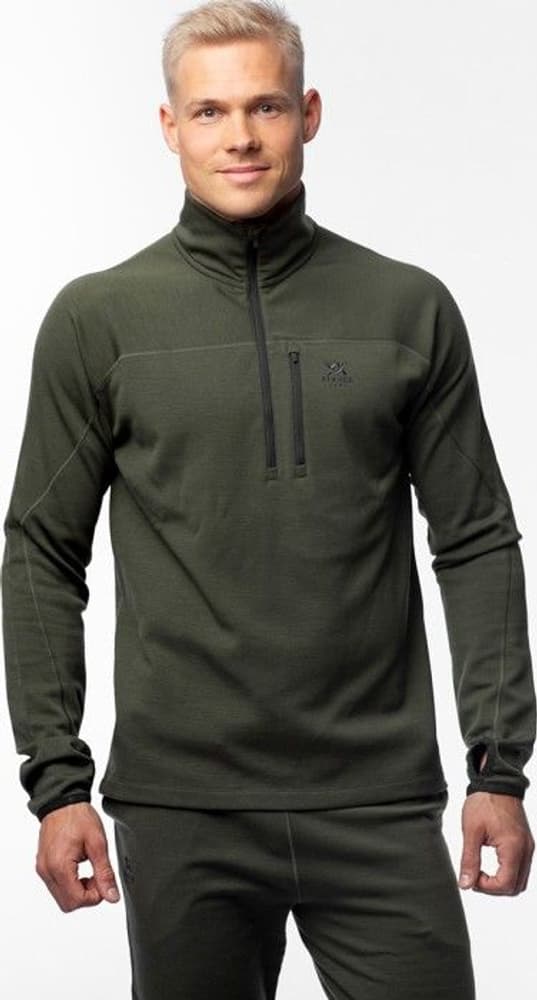 M's Merino Mid Layer Half-Zip Top Hunting Green, view: 1